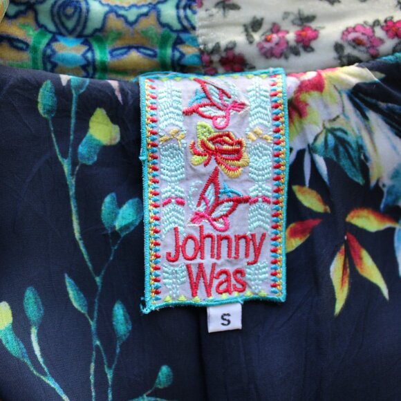 Johnny Was BIYA embroidered silk velvet kimono Haori jacket tunic caftan floral - Picture 11 of 11
